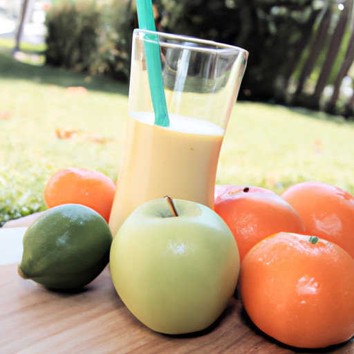 Köstlicher hausgemachter Smoothie mit Apfel und Orange und Limette von Varicose 57915